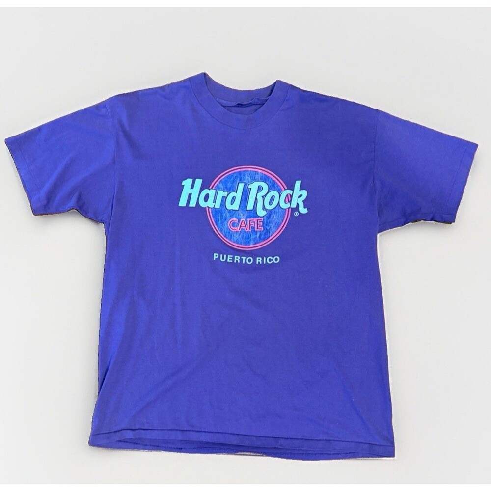 Vintage 90s Hard Rock Cafe Puerto Rico T Shirt Mens L‎ Purple Single Stitch